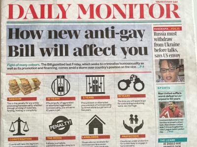 Avisforside fra ugandisk avis